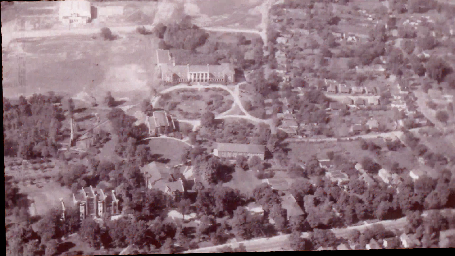 Old aerial photo of campus
