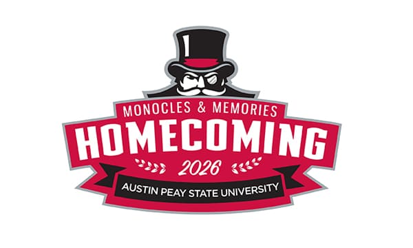 Logo for APSU's "Monocles & Memories 2026 Homecoming"